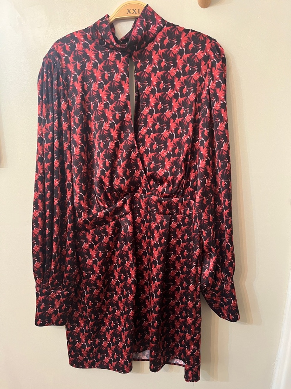 Ronny Kobo Collection Black& Dark Pink High Neck Key Hole Cocktail Dress